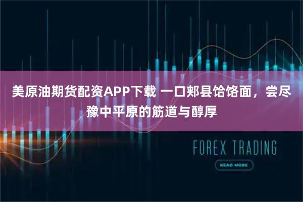 美原油期货配资APP下载 一口郏县饸饹面，尝尽豫中平原的筋道与醇厚